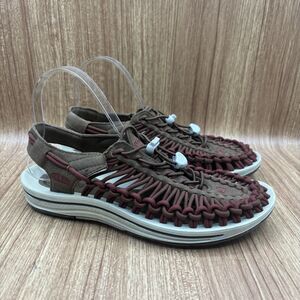 Keen Uneek Khaki Brown Red Paracord Bungee Sandals Mens Size US 7 Womens 8.5